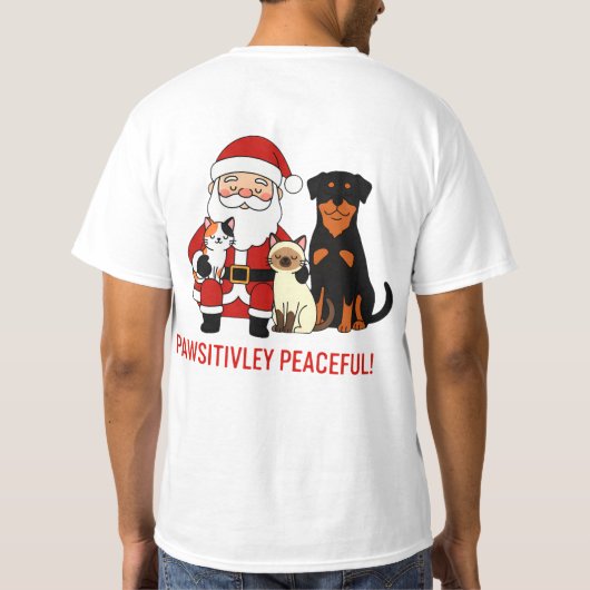 Pawsitively Peaceful: Santa’s Serene Pet Moment T-shirt (Achterkant)