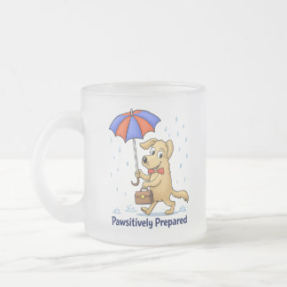 Pawsitively Prepared – Cute Dog with Umbrella Matglas Koffiemok