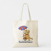 Pawsitively Prepared – Cute Dog with Umbrella Tote Bag (Achterkant)