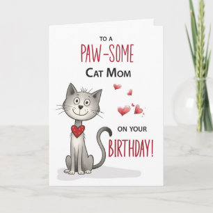 Pawsome Cat Pet Mom Grappige Verjaardag Kaart