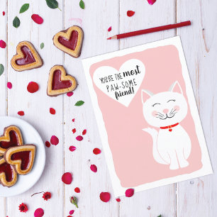 Pawsome Friend Kitty Cat Galentine's Day Greeting Feestdagen Kaart