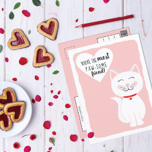 Pawsome Friend Kitty Cat Galentine's Day Greeting Feestdagenkaart