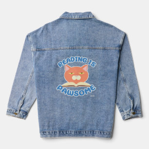 Pawsome Funny Book Cartoon Cat Denim Jacket