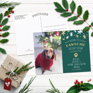 Pawsome Holiday Season Pet Holiday Photo Aankondigingskaart