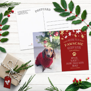 Pawsome Holiday Season Pet Holiday Photo Aankondigingskaart