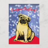 Pawsome kerst met een kleine pug. Briefkaart (Voorkant)