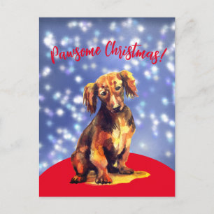 Pawsome noël avec un chien de saucisse ! Carte pos