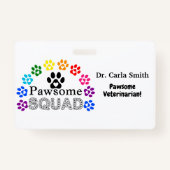 Pawsome Veterinarian Custom Name - Horizontal Badge (Achterkant)