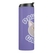 Pawsome Writer Fun Kat Karakter Ontwerp Thermosbeker (Gedraaid links)