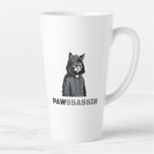 PAWSSASSIN Latte Mug – Hood Cat Energy