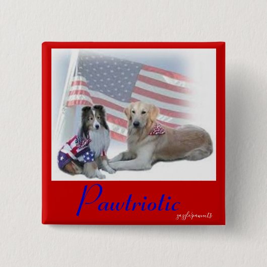 Pawtriotische honden vierkante button 5,1 cm (Voorkant)