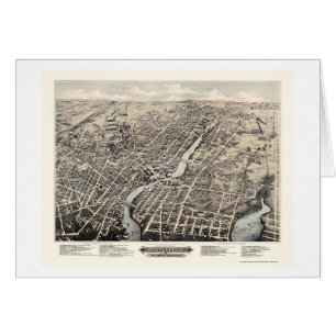 Pawtucket, carte panoramique de RI - 1877