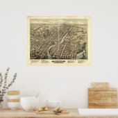 Pawtucket Rhode Island 1891 Antiek Panorama Poster (Keuken)