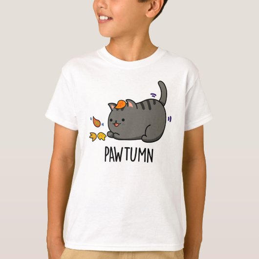 Pawtumn schattig herfst Kitty Kat Pun T-shirt (Voorkant)