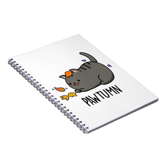 Pawtumn schattige Herfst Kitty Kat Stomme  Notitieboek (Rechterzijde)