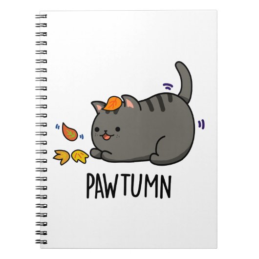 Pawtumn schattige Herfst Kitty Kat Stomme Notitieboek (Voorkant)
