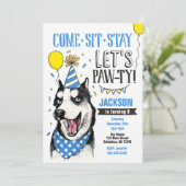 Pawty Birthday Invitation Dog Puppy Husky (Debout devant)