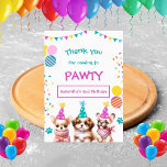 Pawty Cut Puppy Girl Birthday Carte de remerciemen<br><div class="desc">Adorable filles "laisse pawty" mignon chiot anniversaire de naissance merci cartes. Les couleurs sont vives avec des ballons turquoises,  roses et colorés.</div>
