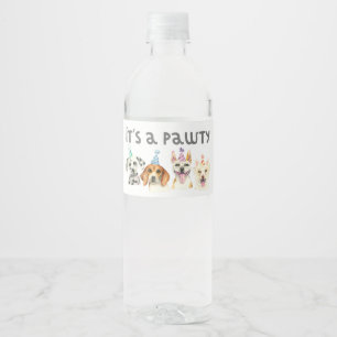 Pawty Dog Birthday Puppy Waterfles Etiket