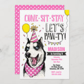 Pawty Invitation Anniversaire Chien Chien Chien Ch (Devant / Derrière)