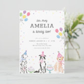 Pawty Pastel Chien chiot Invitation d'anniversaire (Debout devant)