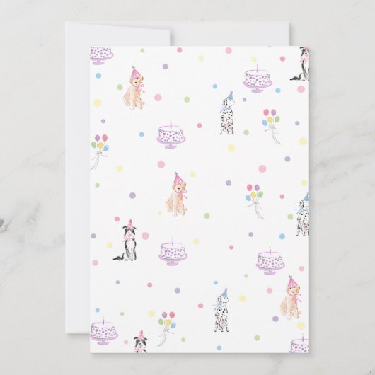 Pawty Pastel Chien chiot Invitation d'anniversaire (Dos)