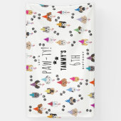 Pawty schattig verjaardagsfeestje honden spandoek (Verticaal)