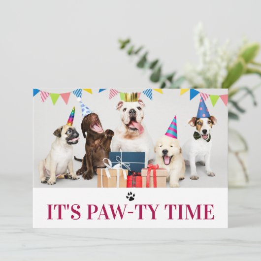 Pawty Time Chien à thème Anniversaire 5 Carte phot (Debout devant)