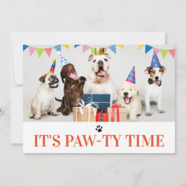 Pawty Time Dog Thed Birthday 5-fotokaart Kaart