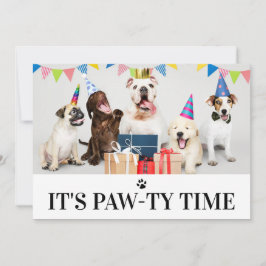 Pawty Time Dog Thed Birthday 5-fotokaart Kaart