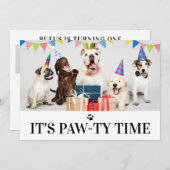 Pawty Time Dog Thed Birthday 5-fotokaart Kaart (Voorkant / Achterkant)