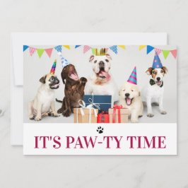 Pawty Time Dog Thed Birthday 5-fotokaart Kaart