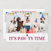 Pawty Time Dog Thed Birthday 5-fotokaart Kaart (Voorkant / Achterkant)