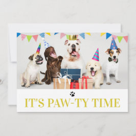 Pawty Time Dog Thed Birthday 5-fotokaart Kaart