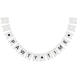 Pawty Time Fun Gestreepte Hond Verjaardag Vlaggetjes