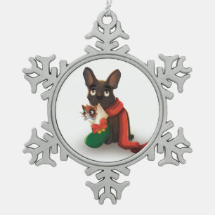 Pax met Huey in Kerstmis Stocking Sneeuwvlok Tin Sneeuwvlok Ornament