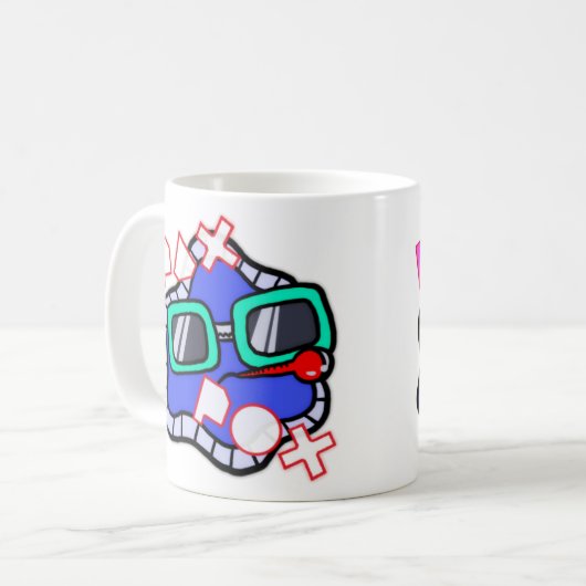 Pax Pox mok met twee logo's (Voorkant links)