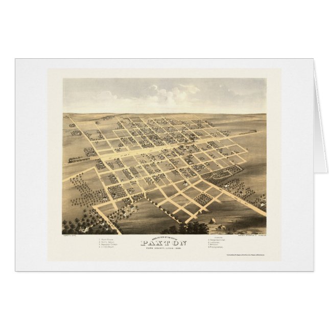 Paxton, carte panoramique de l'IL - 1869 (Devant horizontal)