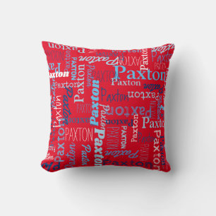 Paxton gepersonaliseerde naam rood blauw wit kussen
