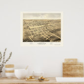 Paxton, IL Panorama Map - 1869 Poster (Keuken)