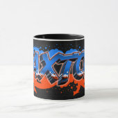 Paxton prénom nom Graffiti bleu orange Tasse (Centre)