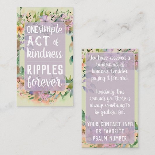Pay it Forward Random Act Kindness Cute Wildflower Visitekaartje (Voorkant / Achterkant)