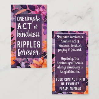 Pay it Forward Random Act Kindness Pink Lilies  Visitekaartje