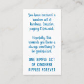 Pay it Forward Random Act of Kindness Aqua Blue Visitekaartje (Achterkant)