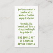 Pay it Forward Random Act of Kindness Lime Green Visitekaartje (Achterkant)