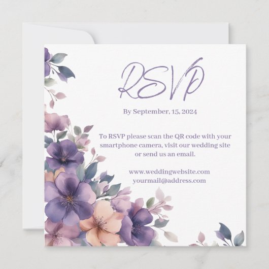 Payer des fleurs roses sur la carte RSVP de mariag (Devant)