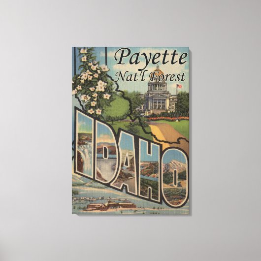 Payette Nat'l Forest, Idaho - Large Letter Scene Canvas Afdruk (Voorkant)