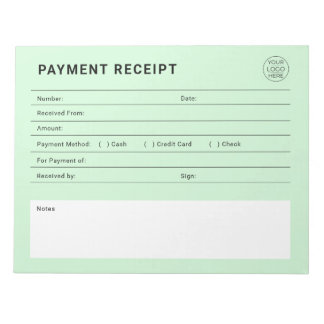 Payment Receipt Business Logo Notitieblok