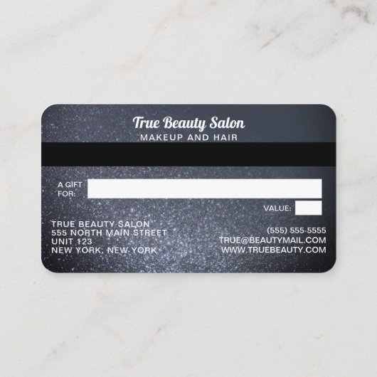 Payne Grey Glitter Credit Kaart Cadeaubon Visitekaartje (Achterkant)