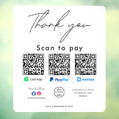 Paypal Cash App Venmo QR Code Logo Dank u Raamsticker (Vel 3)
